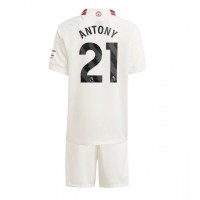 Camisa de Futebol Manchester United Antony #21 Equipamento Alternativo Infantil 2023-24 Manga Curta (+ Calças curtas)